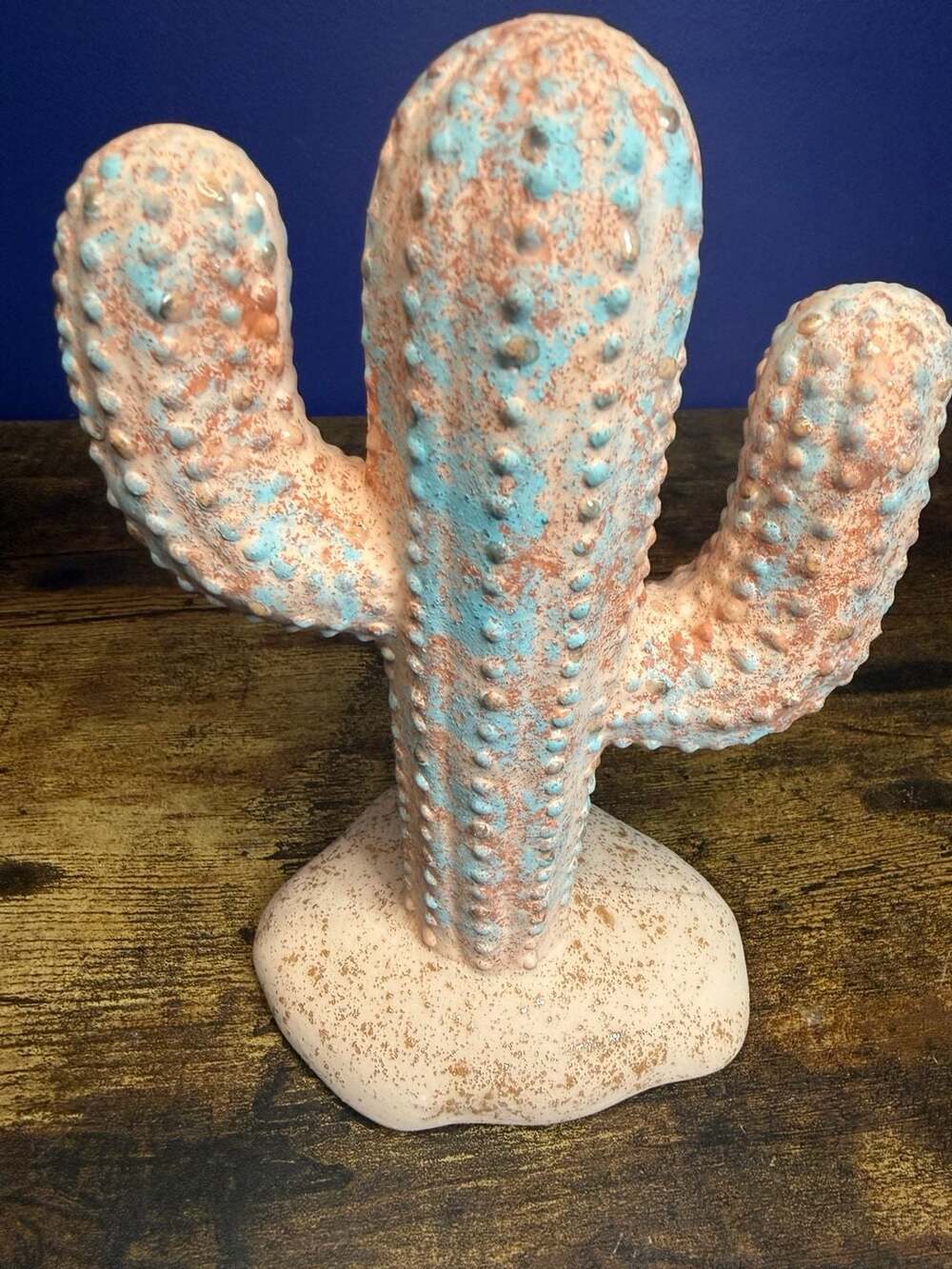 Southwestern Style Hand-Painted Ceramic Cactus Sculpture